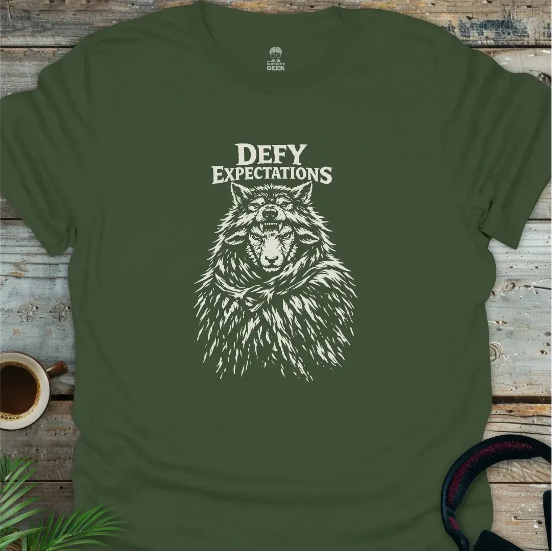 Defy Expectations - Sheep in Wolf's Clothing - Geek T-Shirt - Military Green