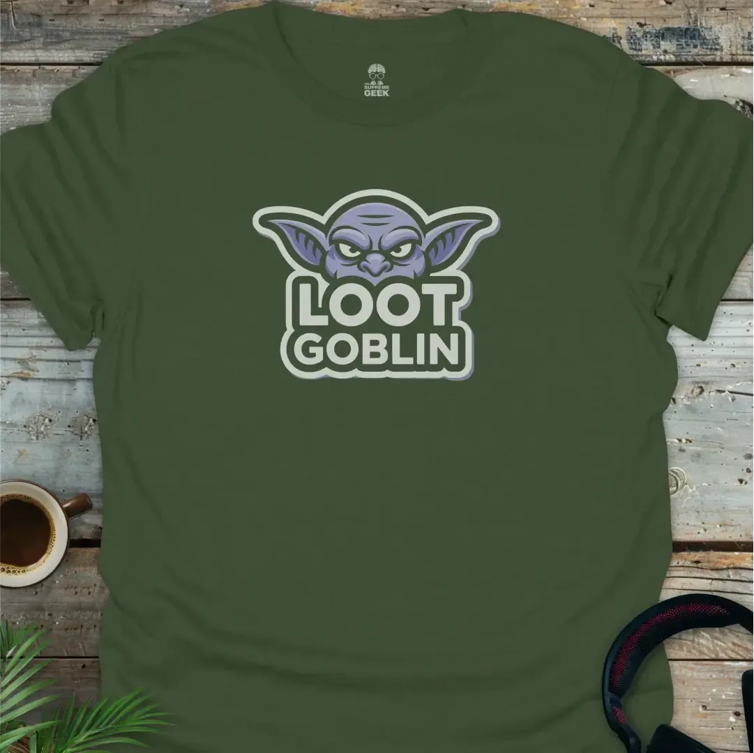 Purple Loot Goblin - Geek T-Shirt - Military Green