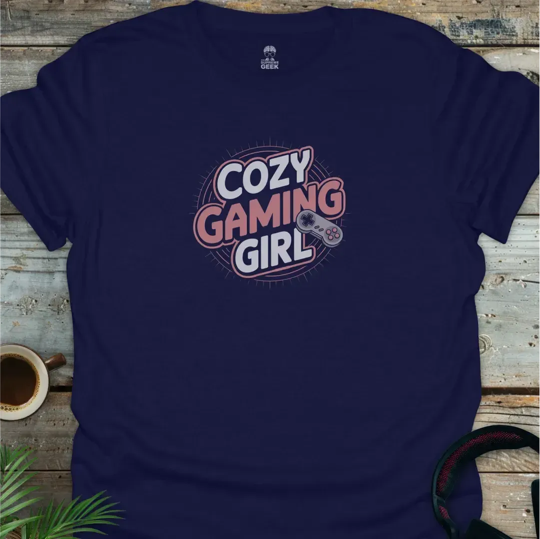 Cozy Gaming Girl - Geek T-Shirt - Navy