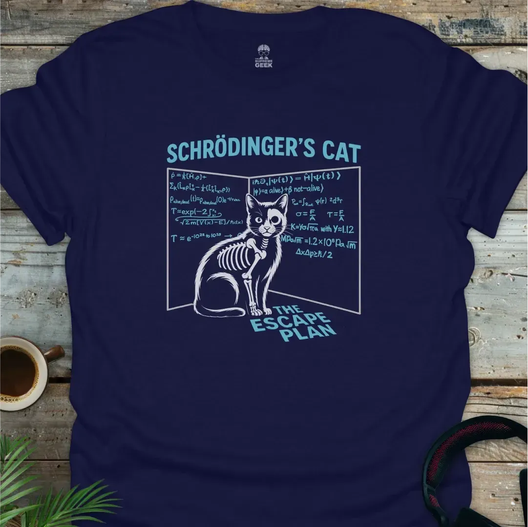 Schrödinger's Cat - The Escape Plan - Geek T-Shirt - Navy