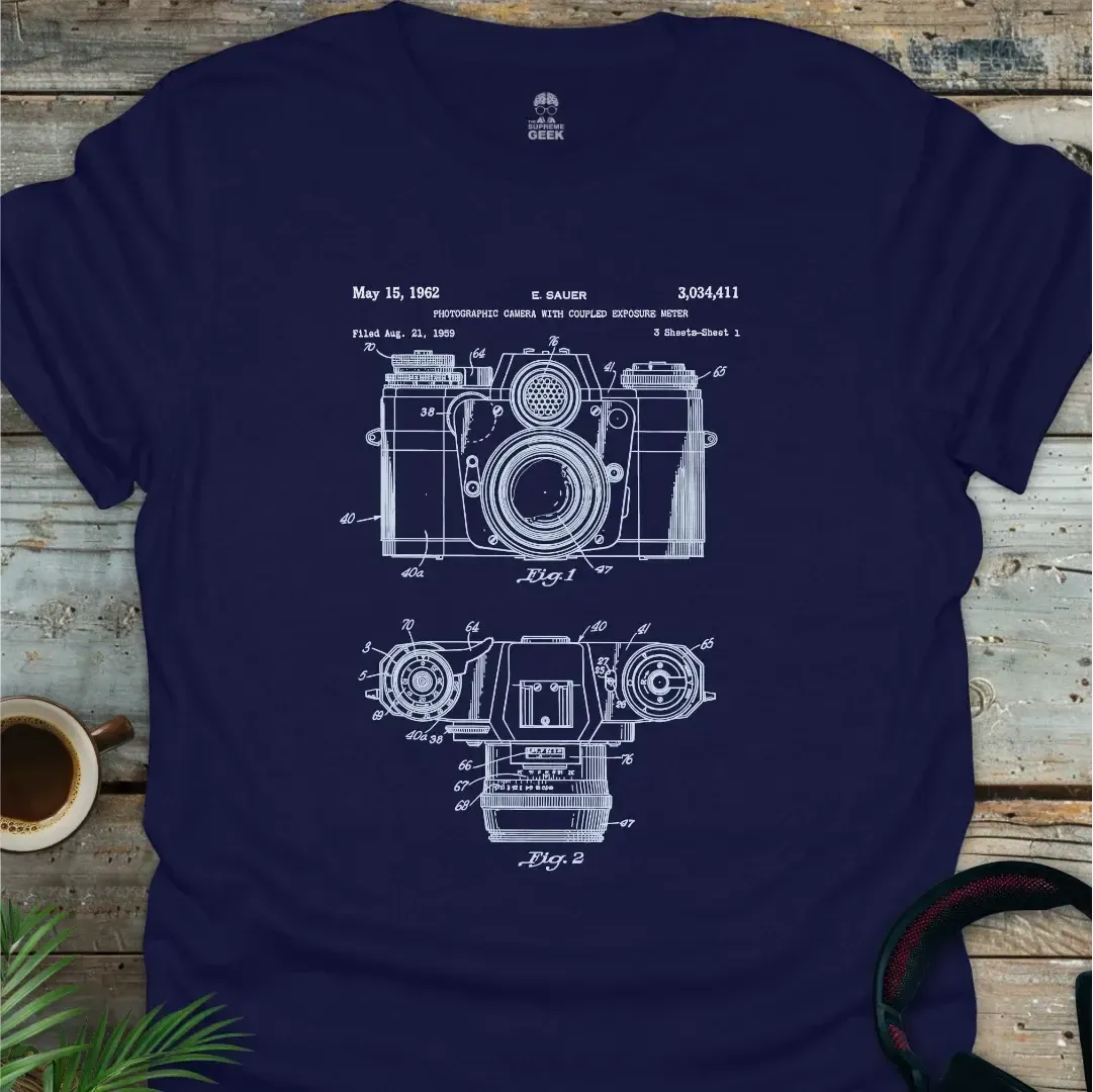 1962 Sauer Camera Patent- Geek T-Shirt - Navy
