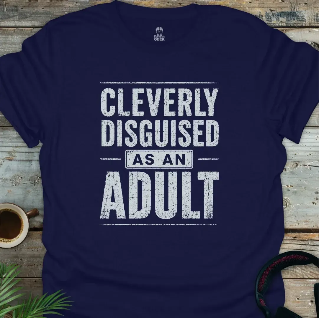 Cleverly Disguised As An Adult - Geek T-Shirt - Navy