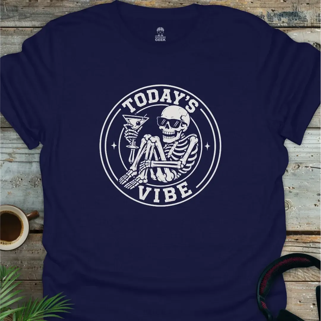 Today's Vibe (Skeleton) - Geek T-Shirt - Navy