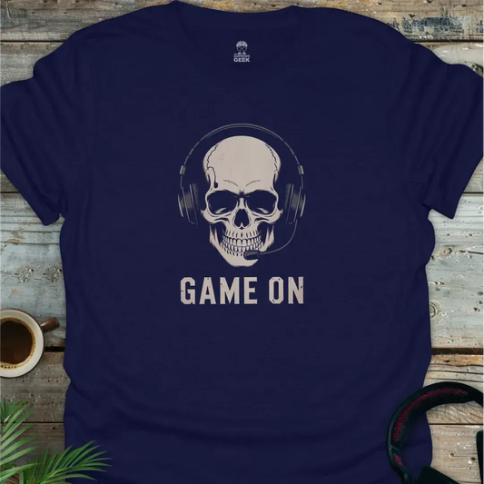 Game On (Skull) - Geek T-Shirt - Navy