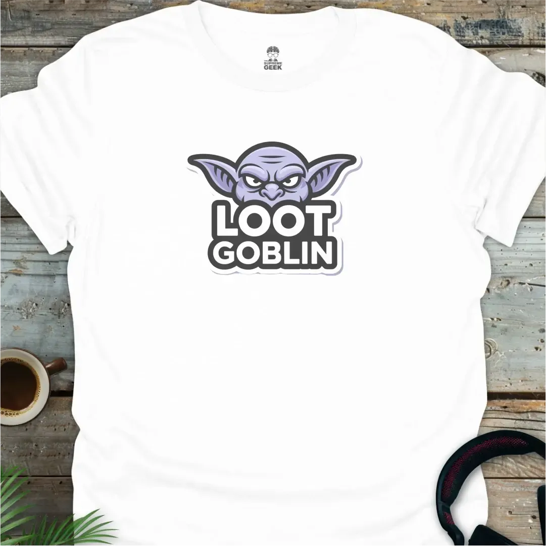 Purple Loot Goblin - Geek T-Shirt - White