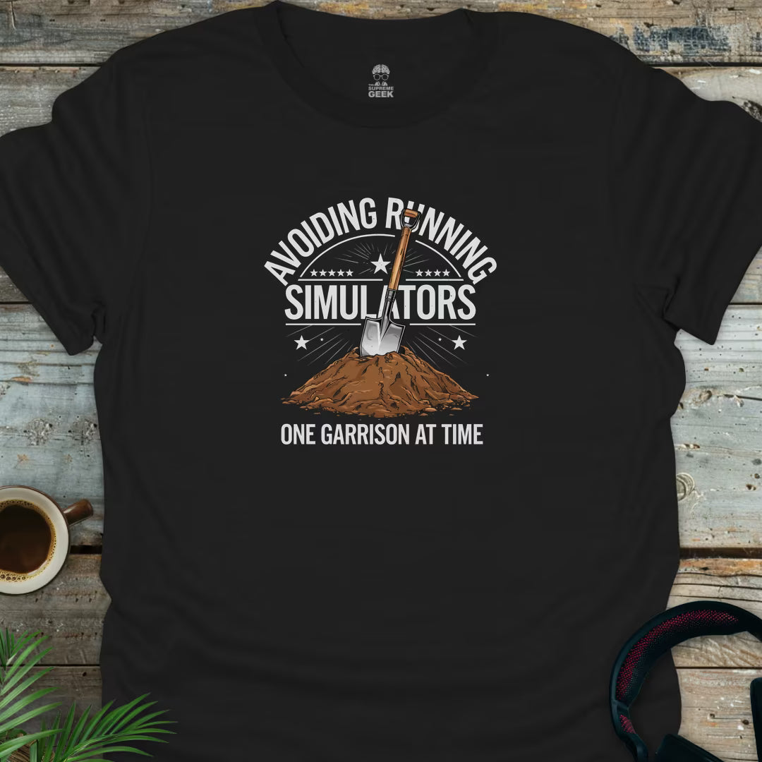 Avoiding Running Simulators - Geek T-Shirt - Black