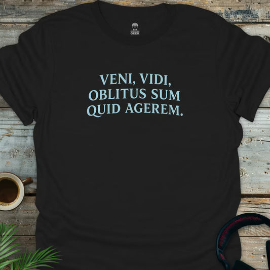 I Came, I Saw, I Forgot What I Was Doing (Latin) - Geek T-Shirt - Black