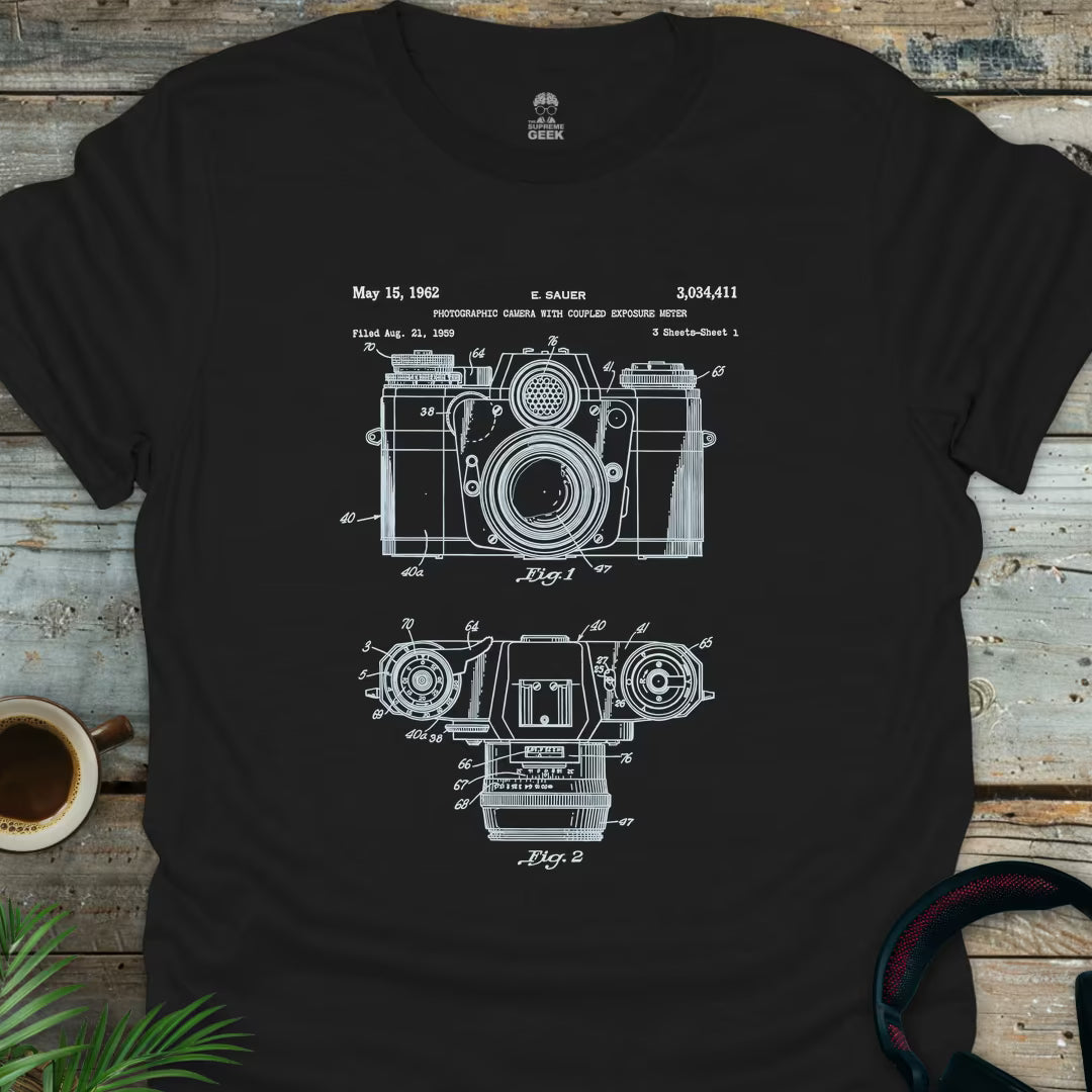 1962 Sauer Camera Patent- Geek T-Shirt - Black