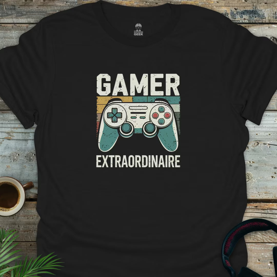 Gamer Extraordinaire - Geek T-Shirt - Black