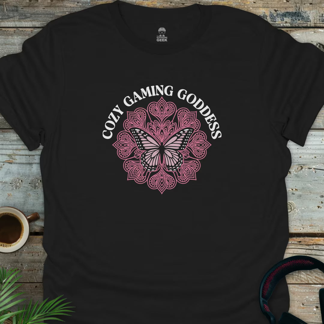 Cozy Gamer Goddess - Geek T-Shirt - Black
