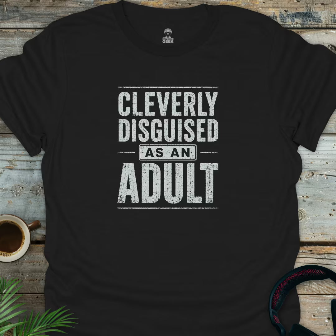 Cleverly Disguised As An Adult - Geek T-Shirt - Black