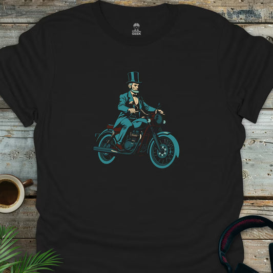 Abe Rides Again - Geek T-Shirt - Black