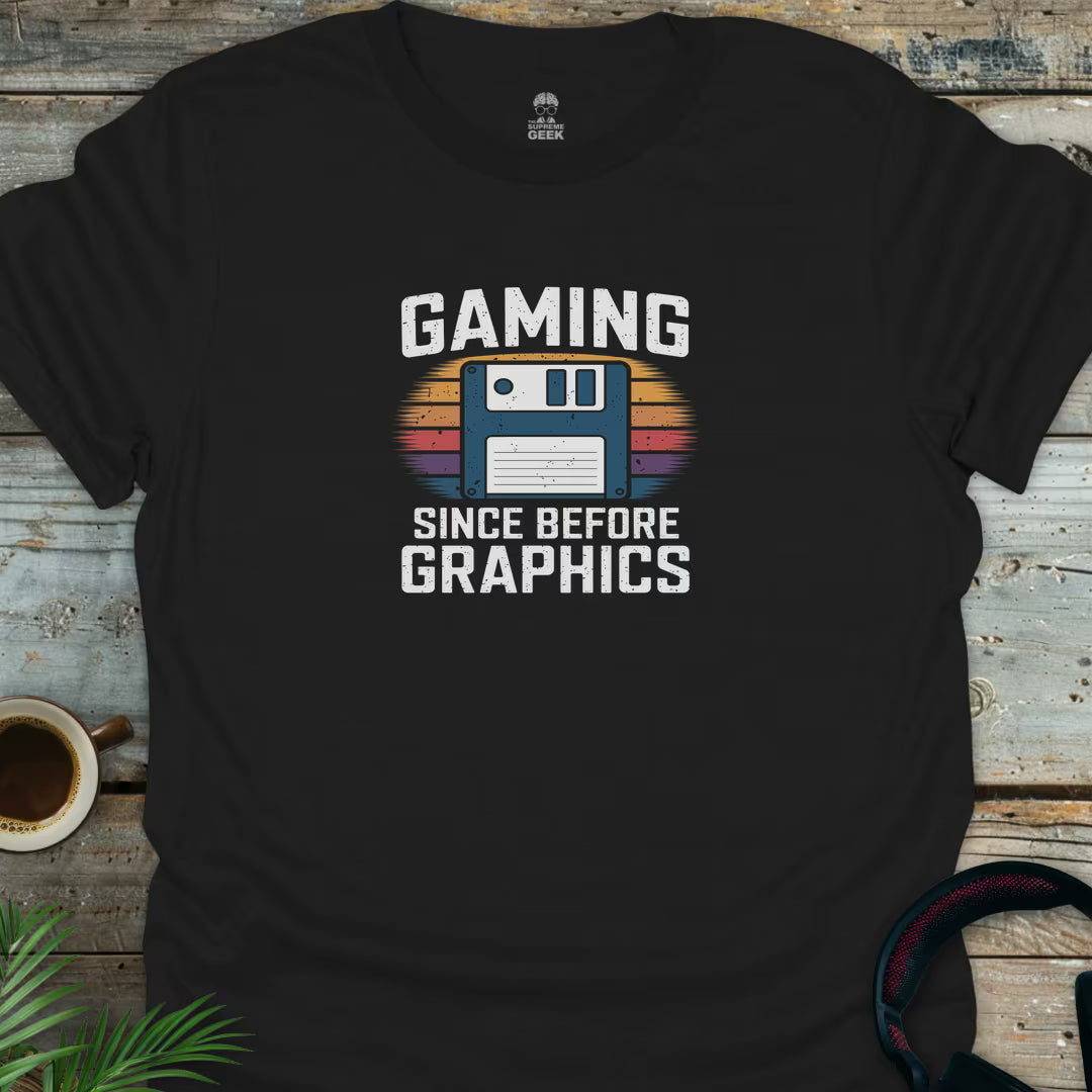 Gaming Since Before Graphics - Geek T-Shirt - Black