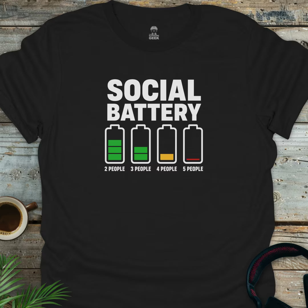 Social Battery - Geek T-Shirt - Black