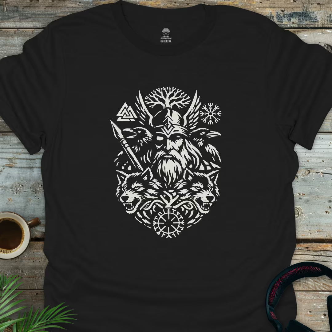 Odin And The Creatures Of Myth - Geek T-Shirt - Black