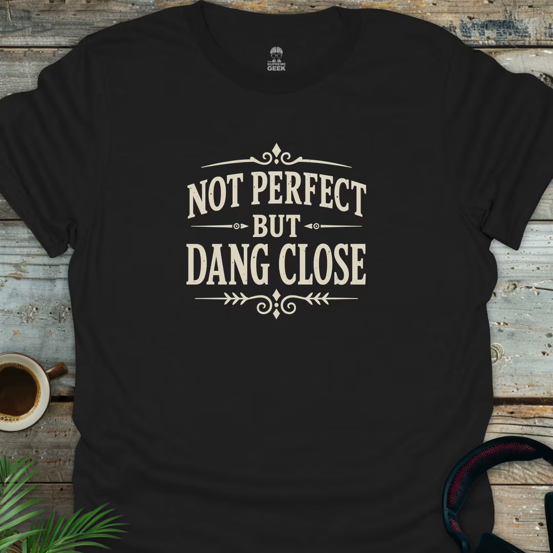 Not Perfect But Dang Close - Geek T-Shirt - Black