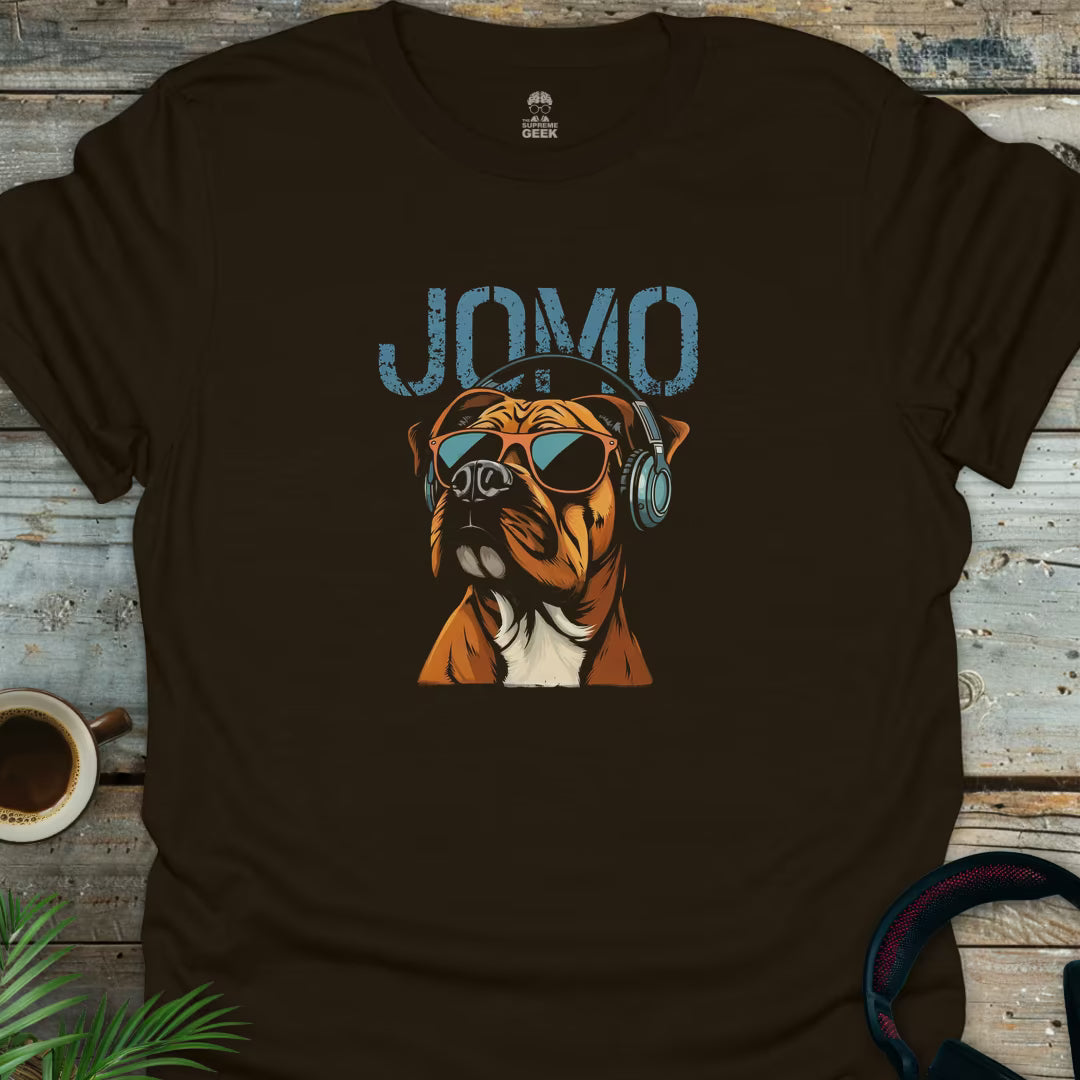 JOMO - Joy Of Missing Out (Boxer Dog) - Geek T-Shirt - Dark Chocolate
