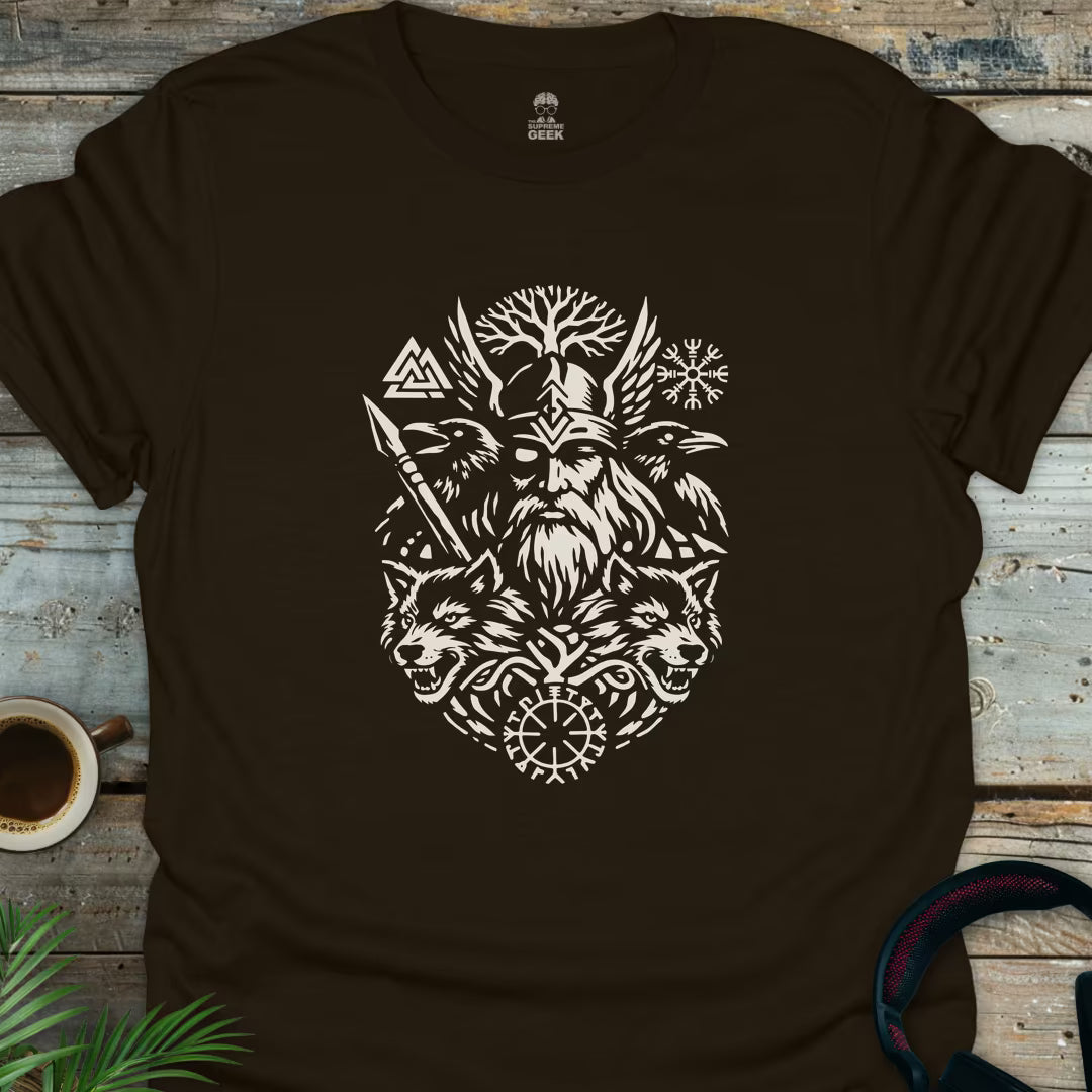 Odin And The Creatures Of Myth - Geek T-Shirt - Dark Chocolate