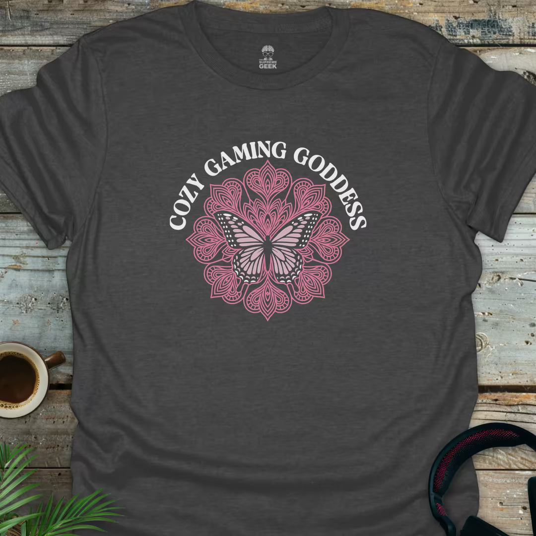 Cozy Gamer Goddess - Geek T-Shirt - Dark Heather