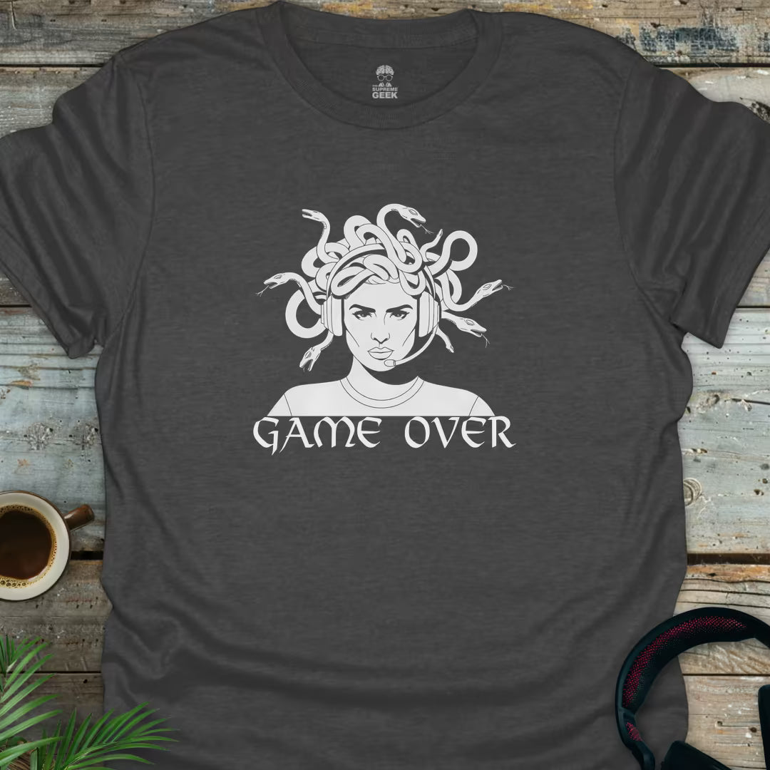 Game Over - Medusa - Geek T-Shirt - Dark Heather