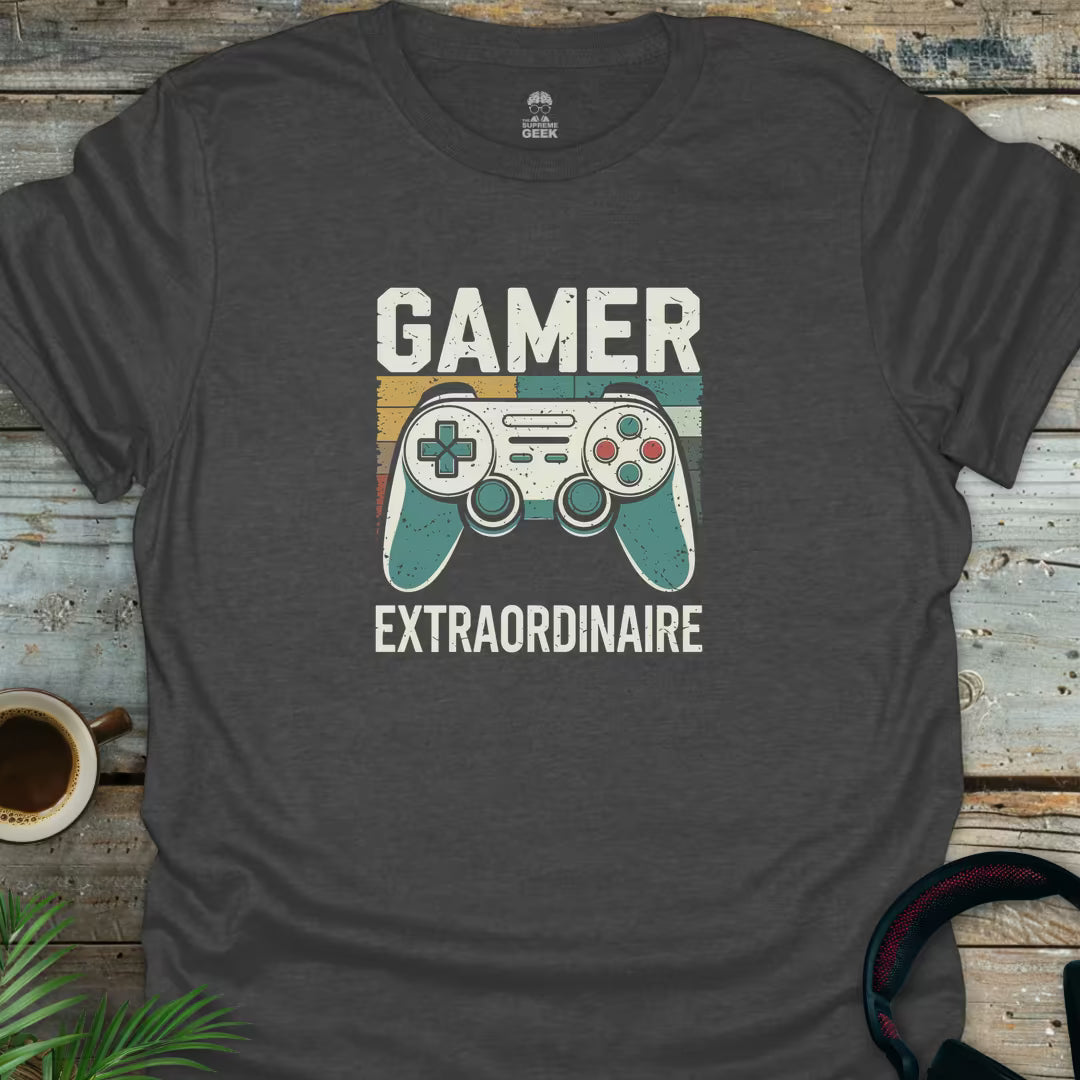 Gamer Extraordinaire - Geek T-Shirt - Dark Heather