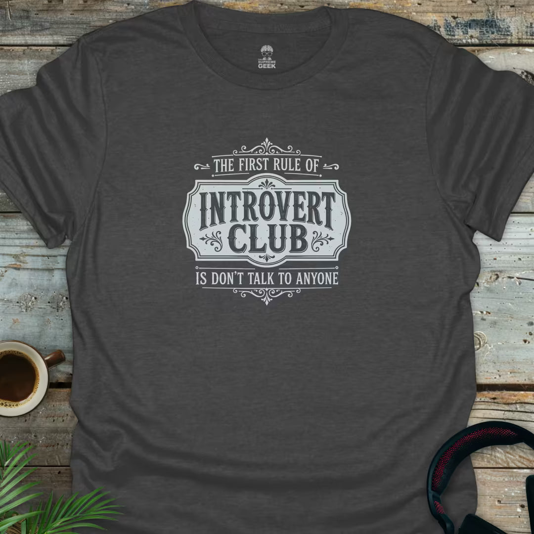 Introvert Club - Geek T-Shirt - Dark Heather