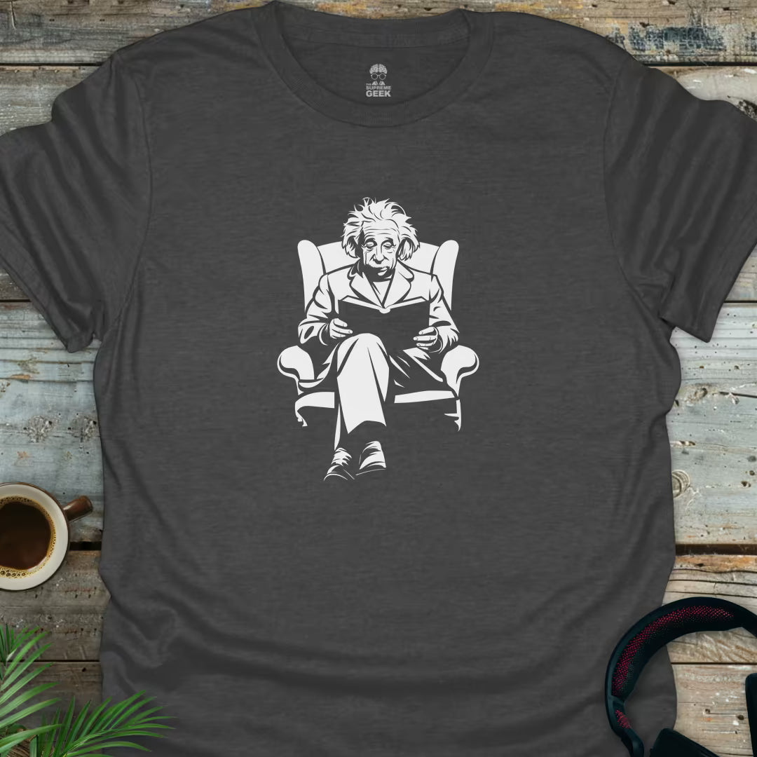 Einstein Reading - Geek T-Shirt - Dark Heather