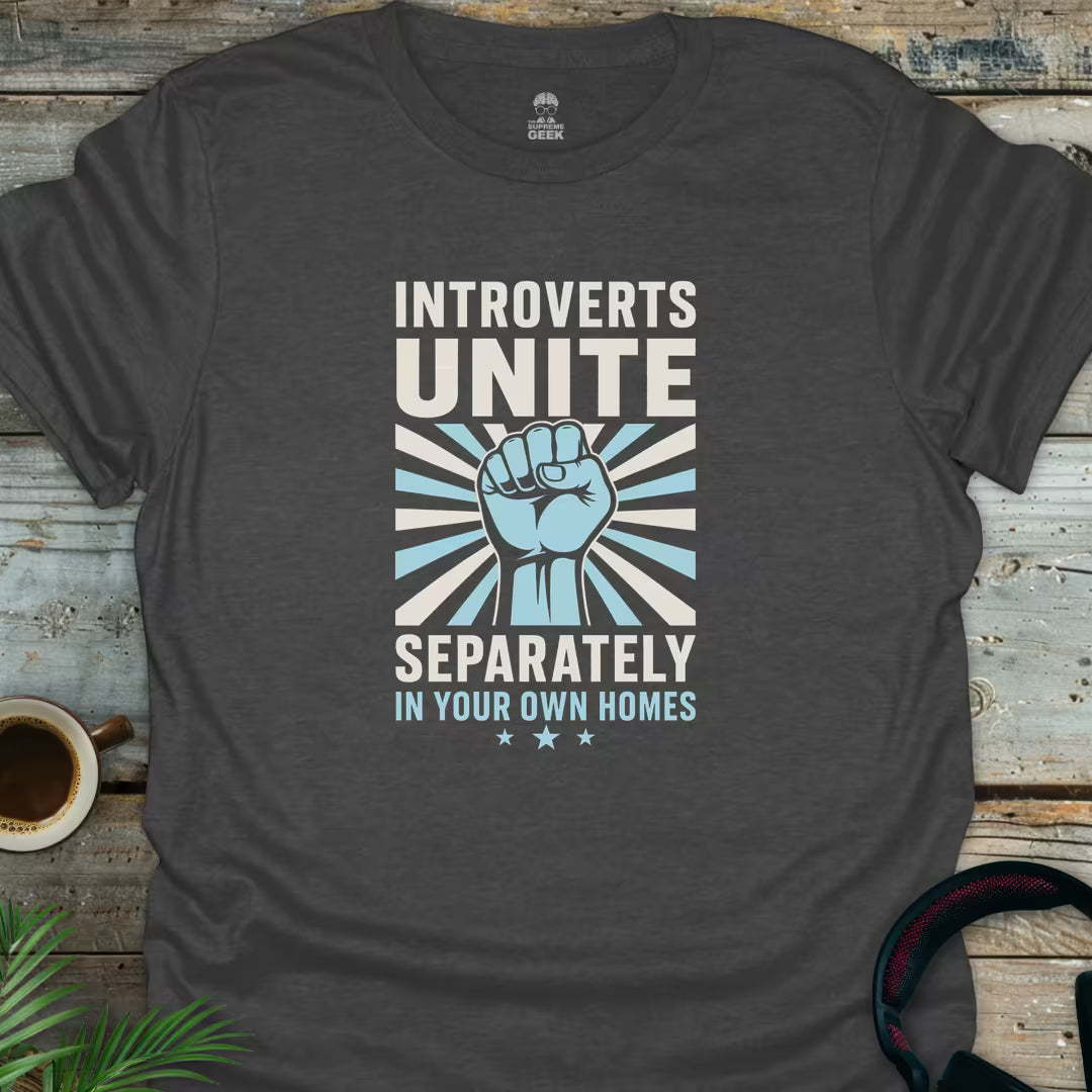 Introverts Unite Blue - Geek T-Shirt - Dark Heather