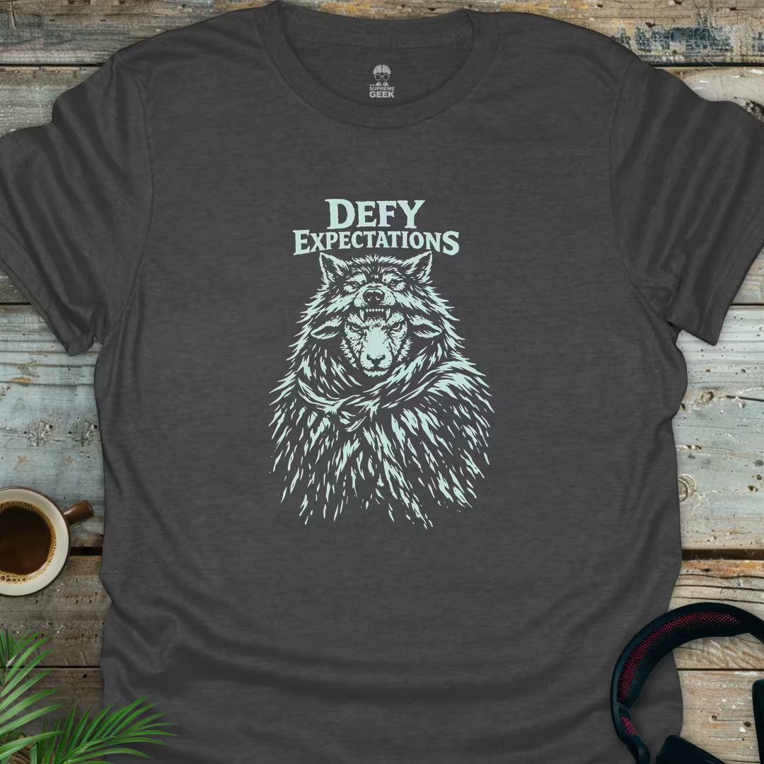 Defy Expectations - Sheep in Wolf's Clothing - Geek T-Shirt - Dark Heather