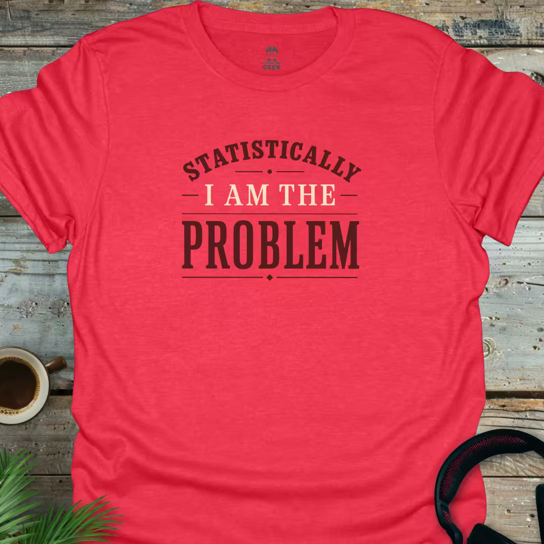 Statistically I Am The Problem - Geek T-Shirt - Heather Red