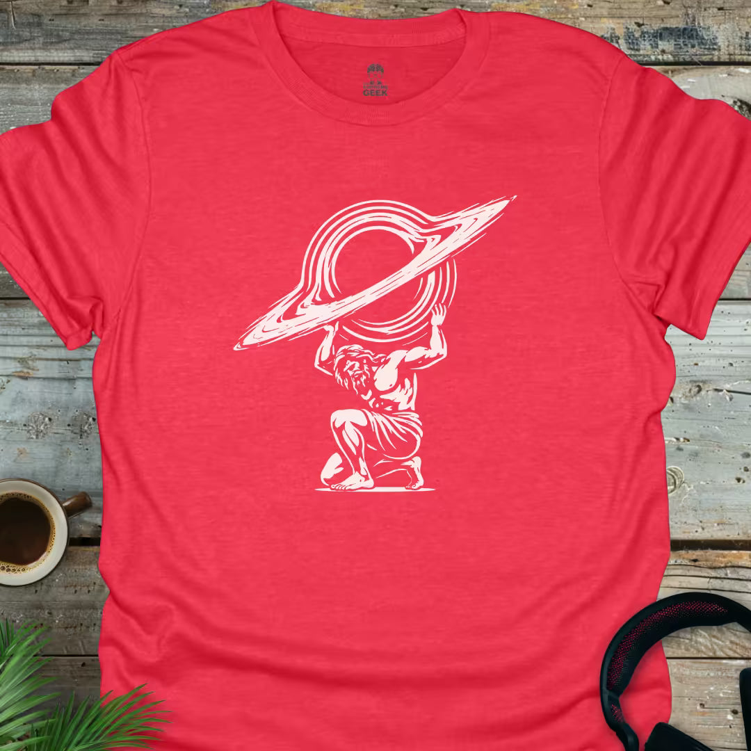 Atlas With Blackhole - Geek T-Shirt - Heather Red
