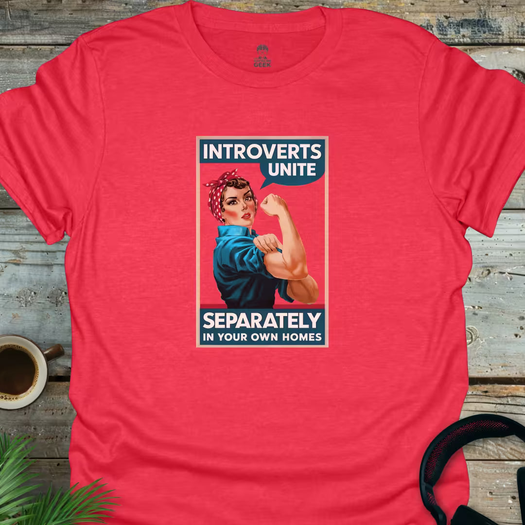 Introverts Unite - Geek T-Shirt - Heather Red