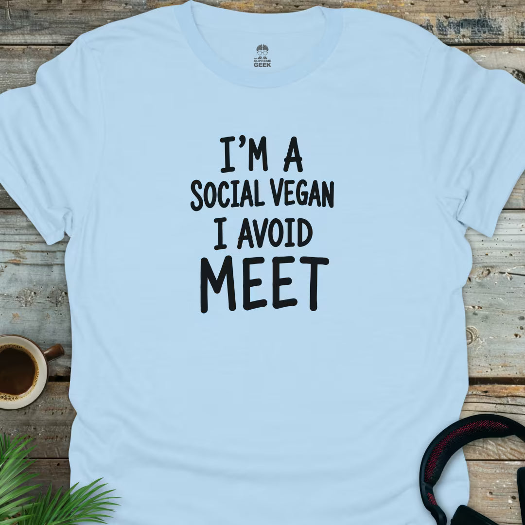 Social Vegan - Geek T-Shirt - Light Blue