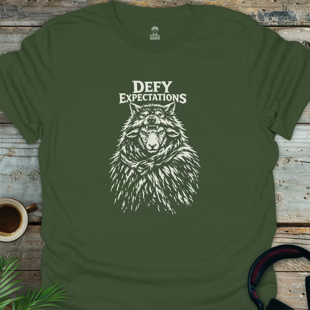 Defy Expectations - Sheep in Wolf's Clothing - Geek T-Shirt - Military Green