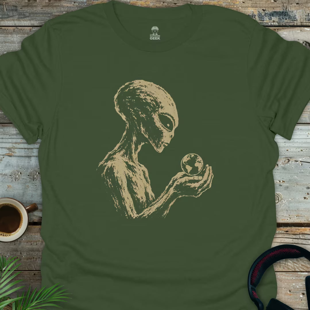 We Are Not Alone - Geek T-Shirt - Military Green