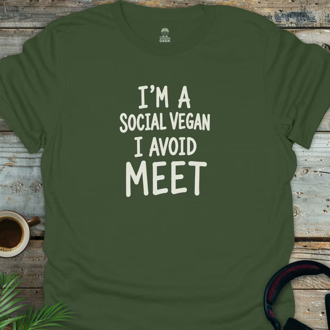 Social Vegan - Geek T-Shirt - Military Green