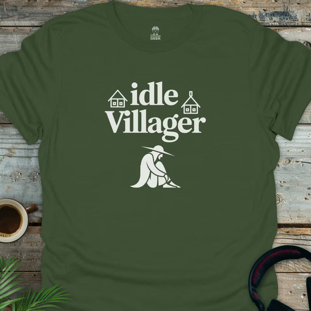 Idle Villager - Geek T-Shirt - Military Green