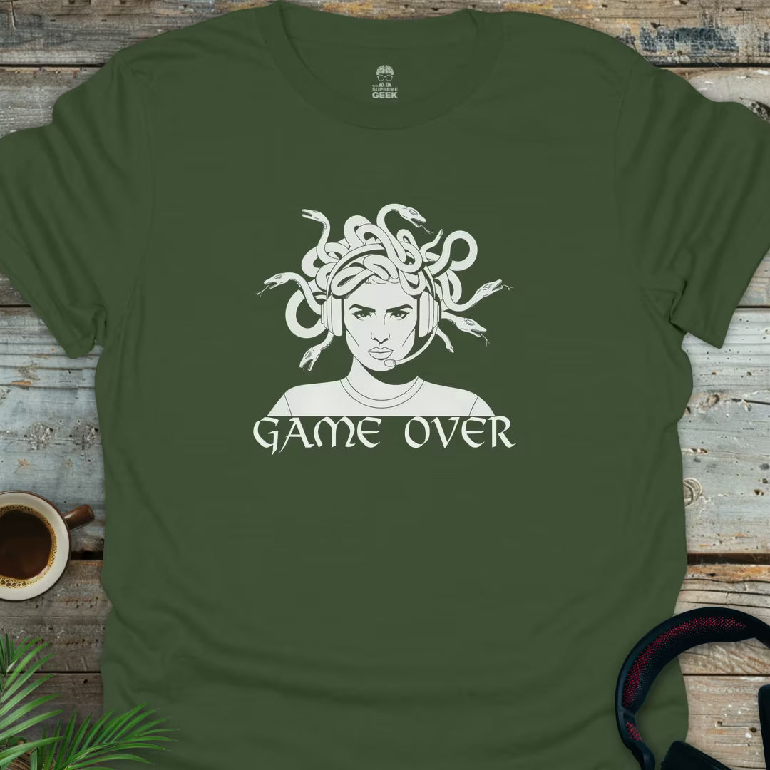 Game Over - Medusa - Geek T-Shirt - Military Green