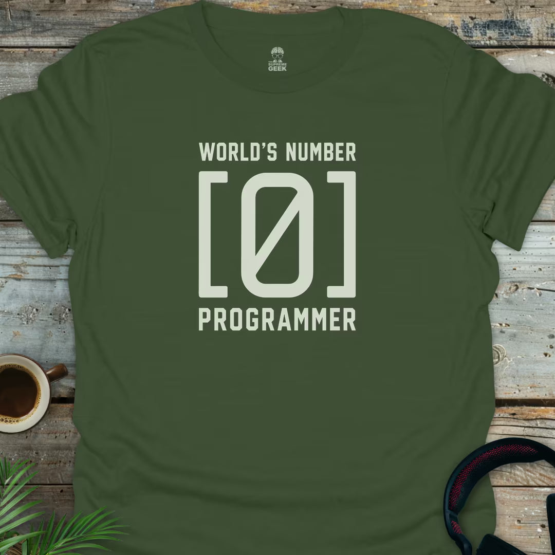 World's [0] Programmer - Geek T-Shirt - Military Green