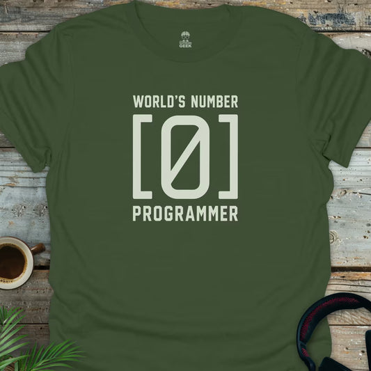 World's [0] Programmer - Geek T-Shirt - Military Green