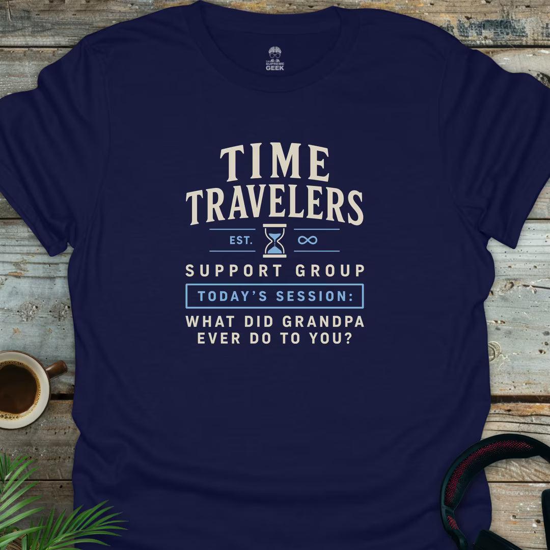 Time Travelers Support Group - Geek T-Shirt - Navy