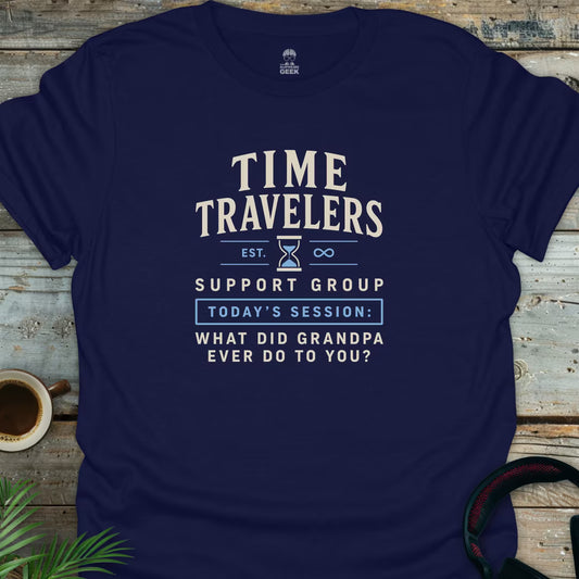Time Travelers Support Group - Geek T-Shirt - Navy