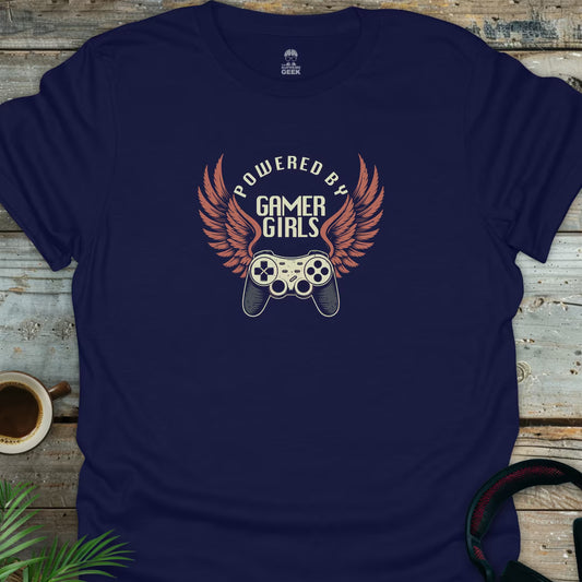 Powered By Gamer Girls - Geek T-Shirt - Navy