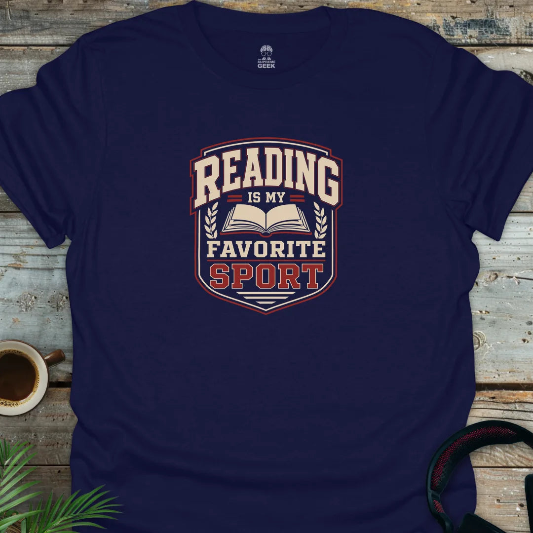 Reading Is My Favorite Sport - Geek T-Shirt - Navy
