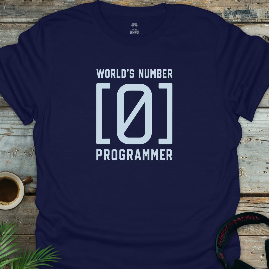 World's [0] Programmer - Geek T-Shirt - Navy