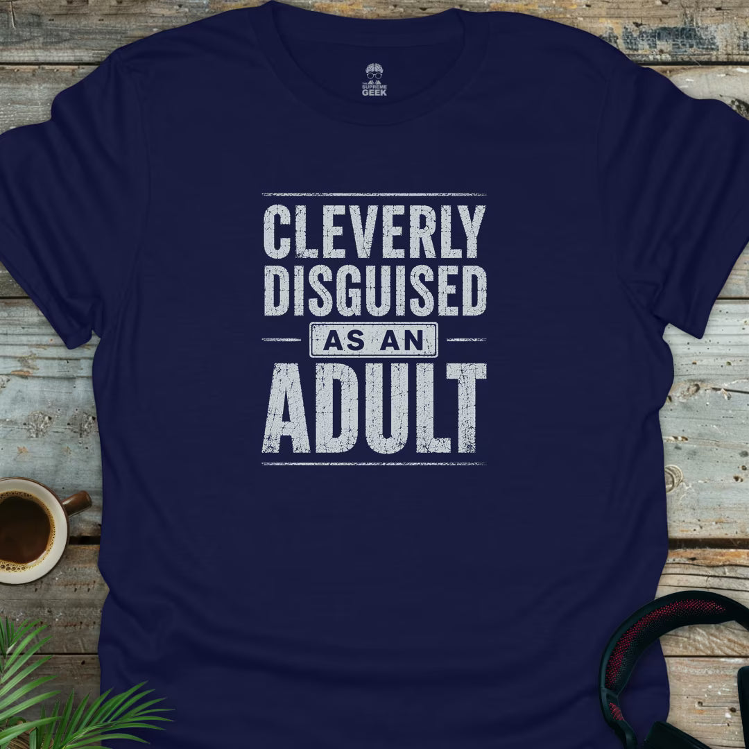 Cleverly Disguised As An Adult - Geek T-Shirt - Navy