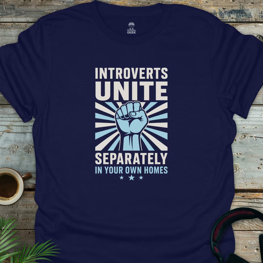 Introverts Unite Blue - Geek T-Shirt - Navy