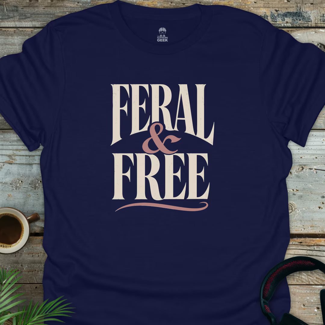 Feral & Free - Geek T-Shirt - Navy