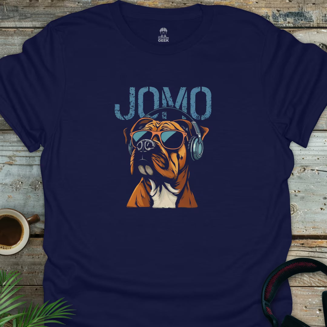 JOMO - Joy Of Missing Out (Boxer Dog) - Geek T-Shirt - Navy