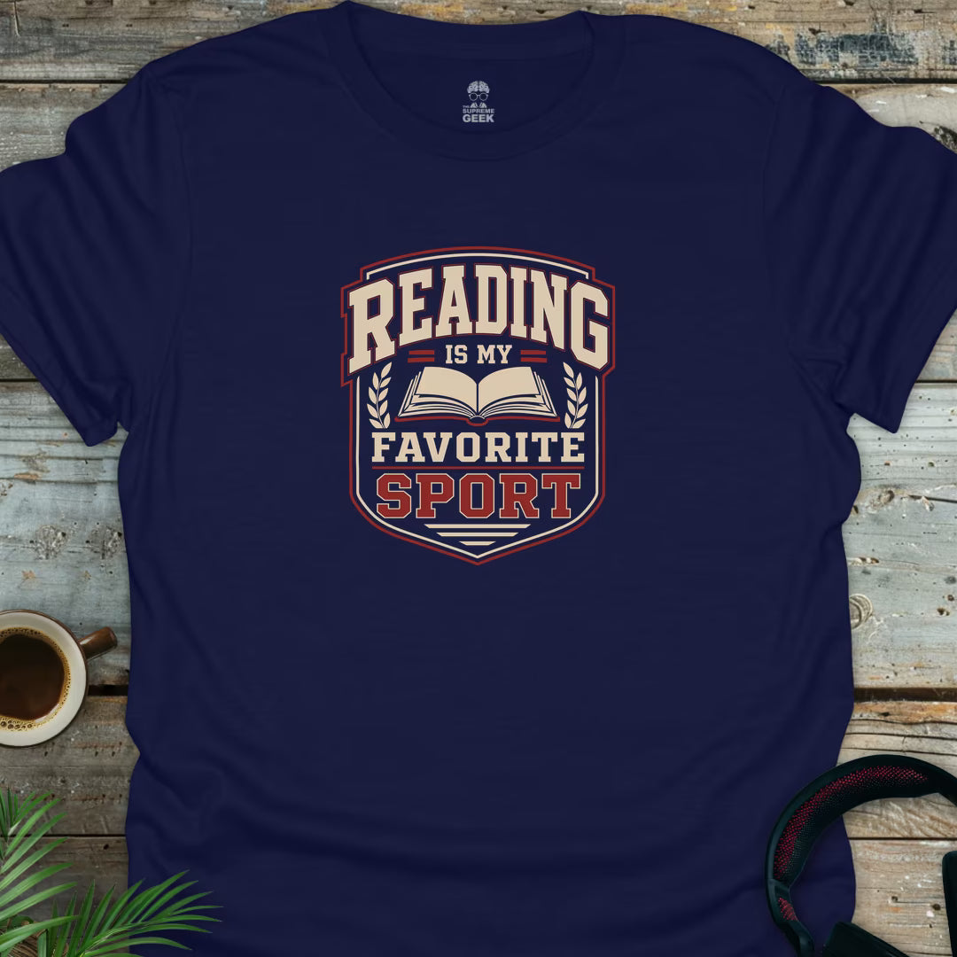 Reading Is My Favorite Sport - Geek T-Shirt - Navy